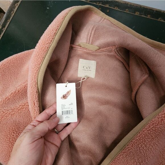 Chelsea And Violet Cozy Maxi Cardi Contrast Tape Faux Fur Maxi Coat Women Size M - Picture 7 of 9